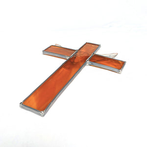 Colombe sur une Croix réalisé en vitrail, vue de dos