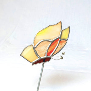 Pique-Fleur Papillon Jaune en vitrail